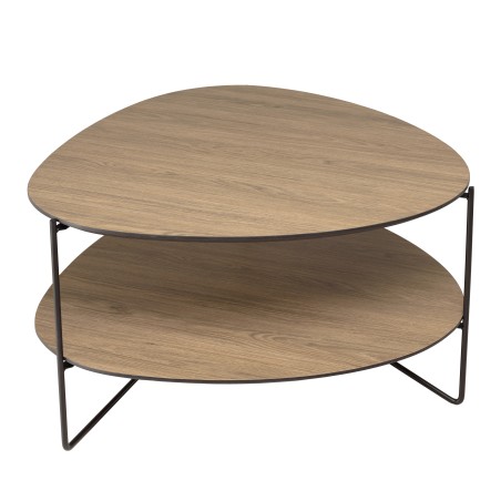 JULIA Coffee Table with 2 Trays - Oval Shape - Mocha Color
