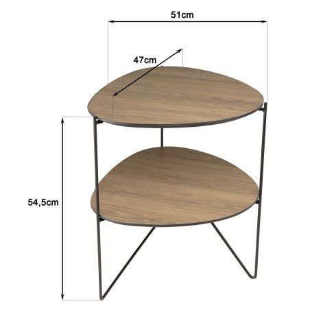 Table d'appoint JULIA - Plateaux ovoïdes mocha