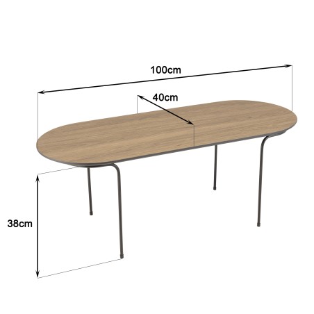 JULIA Rectangular Coffee Table 100x40cm - Mocha Metal Legs