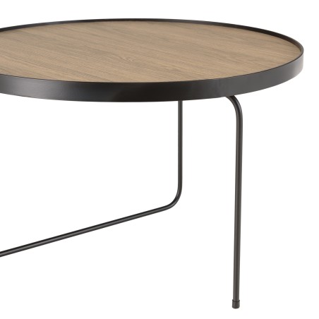 JULIA Round Coffee Table 60x60cm Mocha Asymmetrical Black Metal Legs