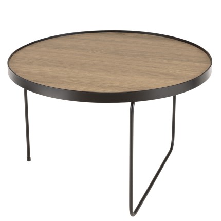 Table basse ronde JULIA 60x60cm mocha pieds métal noir