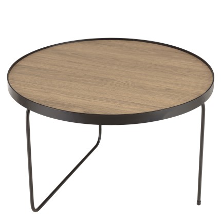 Table basse ronde JULIA 60x60cm mocha pieds métal noir