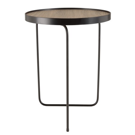 JULIA Round Side Table 40x40cm Mocha Asymmetrical Metal Legs