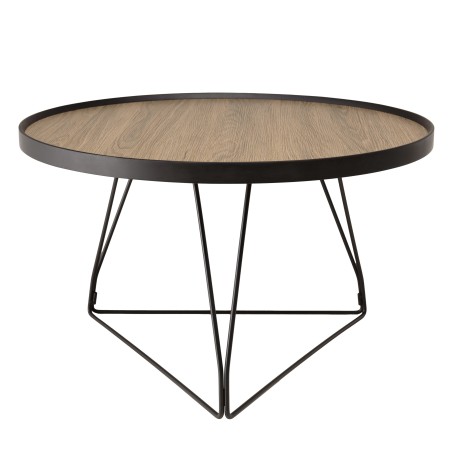 Table basse ronde JULIA 70x70cm mocha pieds épingles métal noir