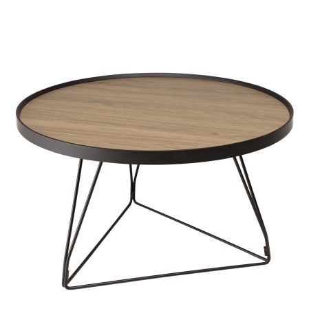 JULIA Round Coffee Table 70x70cm Mocha Black Metal Pin Legs