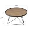 Table basse ronde JULIA 70x70cm mocha pieds épingles métal noir