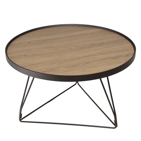 Table basse ronde JULIA 70x70cm mocha pieds épingles métal noir