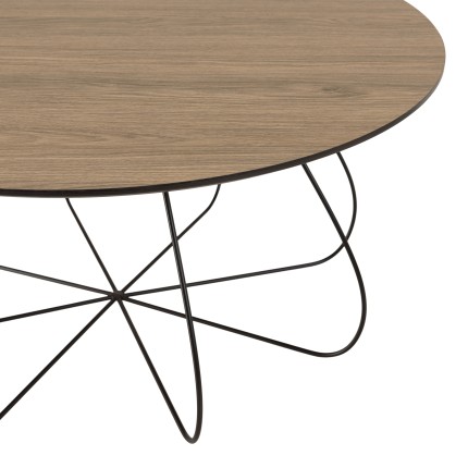 Table basse JULIA biseautée 80x80cm mocha pieds panier métal