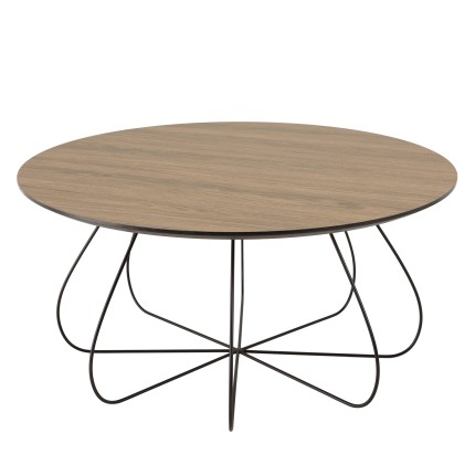 JULIA Beveled Coffee Table 80x80cm Mocha Metal Basket-Shaped Legs