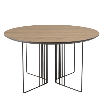 Table basse JULIA biseautée 70x70cm mocha pieds métal noir