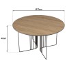 Table basse JULIA biseautée 70x70cm mocha pieds métal noir