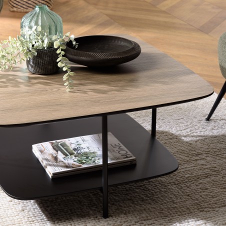 JULIA Coffee Table with 2 Shelves - MM Mocha/Black