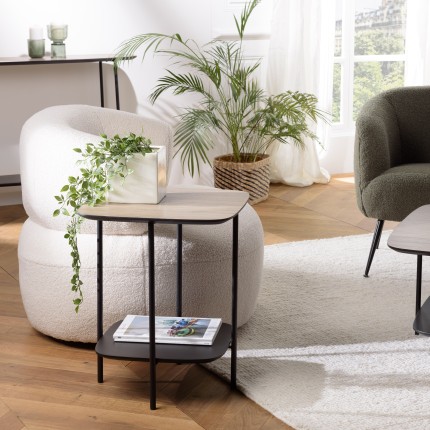 JULIA Side Table - Dual-Material Mocha/Black with Metal Legs