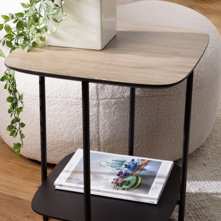 Table d'appoint JULIA bi-matière mocha/noir
