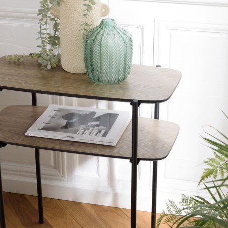 JULIA Side Table with Double Tray in Mocha Color