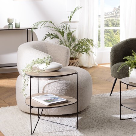 JULIA Side Table with 2 Oval Trays - Mocha Color