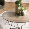 Table basse JULIA biseautée 80x80cm mocha pieds panier métal
