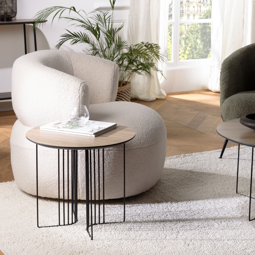 JULIA - 50x50cm Mocha Side Table with Metal Legs JULIA - 50x50cm Mocha Side Table with Metal Legs