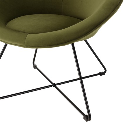 Fauteuil AGATHE - Velours vert olive