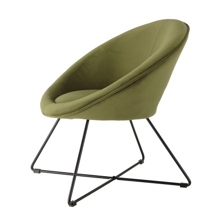 Fauteuil AGATHE - Velours vert olive
