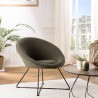 AGATHE Armchair in Khaki Green Bouclé Fabric | Modern Design