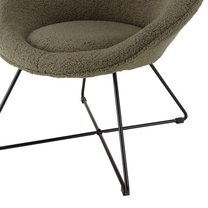 Fauteuil AGATHE - Tissu bouclette vert kaki