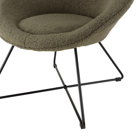 Fauteuil AGATHE - Tissu bouclette vert kaki