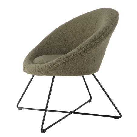 Fauteuil AGATHE - Tissu bouclette vert kaki