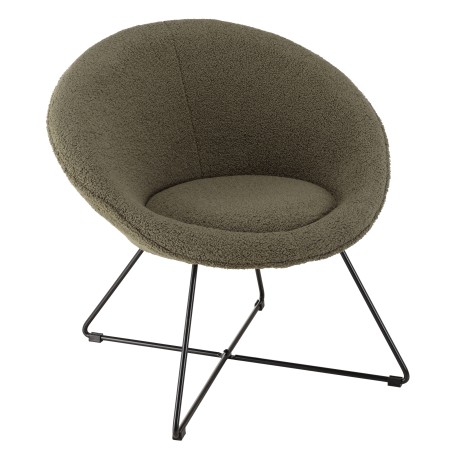 Fauteuil AGATHE - Tissu bouclette vert kaki