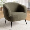 AGATHE - Cosy Armchair in Khaki Green Bouclé Fabric
