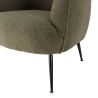 Fauteuil AGATHE - Tissu bouclette vert kaki et métal noir