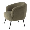 Fauteuil AGATHE - Tissu bouclette vert kaki et métal noir