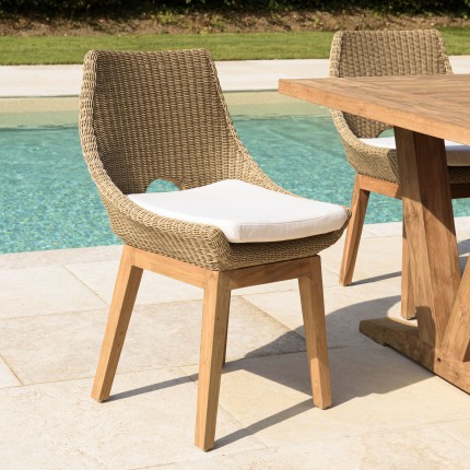 KALLY - Set of 2 Synthetic Rattan Garden Chairs with Cushions