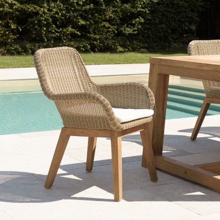 KALLY - Set of 2 Synthetic Rattan Garden Armchairs with Cushions