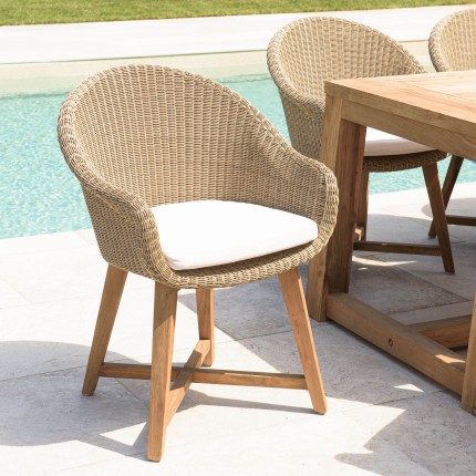 KALLY - Set of 2 Synthetic Rattan Garden Armchairs with Cushions