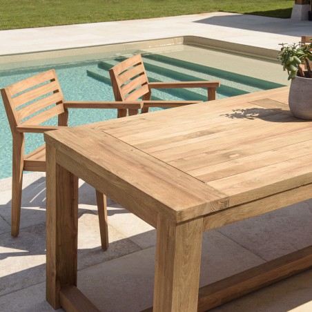 KALLY - 300x95cm Recycled Teak Dining Table in Natural Color