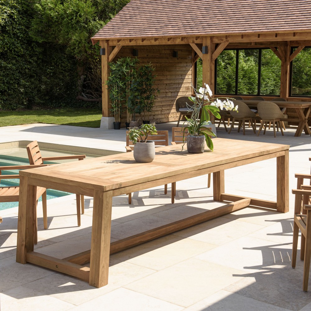 Table à manger jardin en teck recyclé 300x95cm Table à manger jardin en teck recyclé 300x95cm