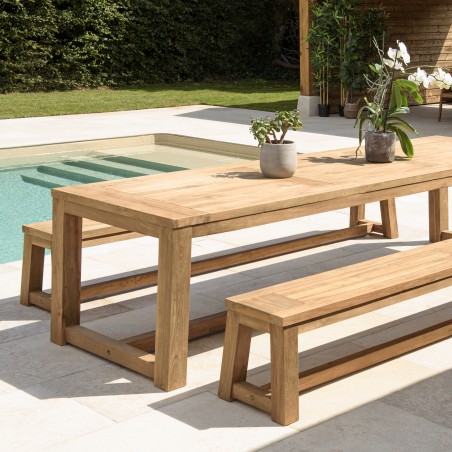 KALLY Garden Furniture Set - Recycled Teak Table & Benches