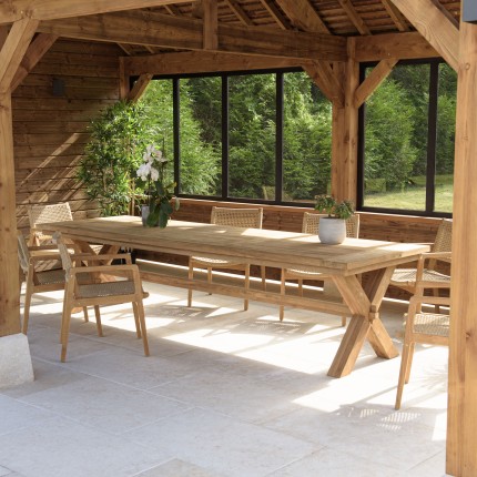 Table à manger de jardin KALLY 320x100cm teck recyclé