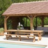 KALLY Garden Furniture Set - Recycled Teak Table & Benches