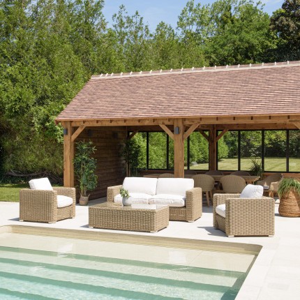 KALLY 5-Seater Garden Furniture Set - Taupe Synthetic Rattan