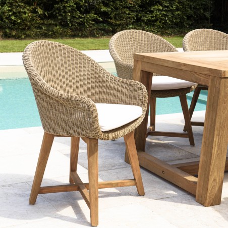 KALLY Set no. 8 Recycled Teak & Rattan Garden Furniture Set for 8/10 People