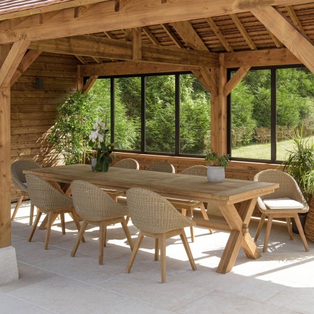 Ensemble de jardin KALLY - Lot n°12 Teck recyclé Rotin synthétique