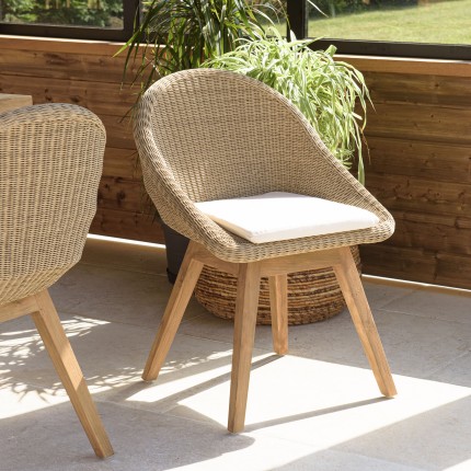 Ensemble Salon de jardin KALLY - Lot n°12 Teck recyclé Rotin synthétique