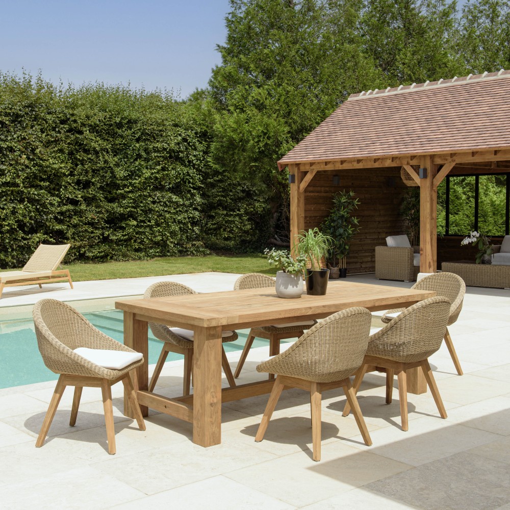 Ensemble de jardin de jardin teck recyclé et rotin synthétique 6 pers. Ensemble de jardin de jardin teck recyclé et rotin synthétique 6 pers.