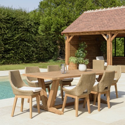 KALLY - Set no. 19 Recycled Teak and Rattan Garden Furniture Set for 6 People