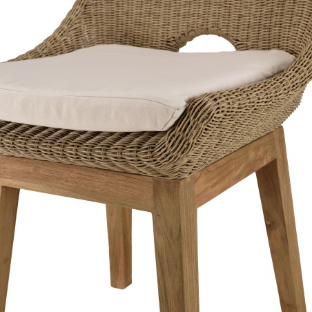Ensemble table teck et chaises rotin - KALLY Lot n°19