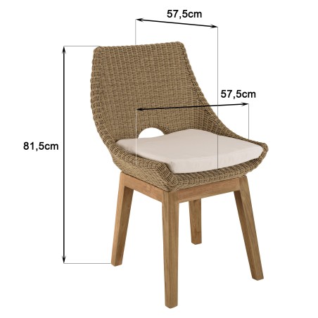 Ensemble table teck et chaises rotin - KALLY Lot n°19
