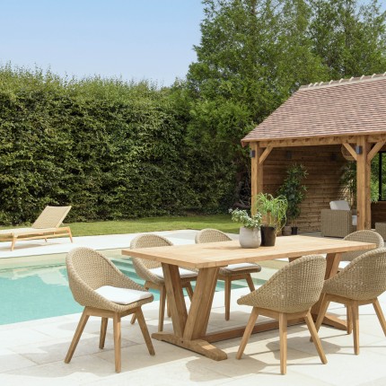 Lot n°20 Salon de jardin KALLY en teck recyclé et rotin synthétique