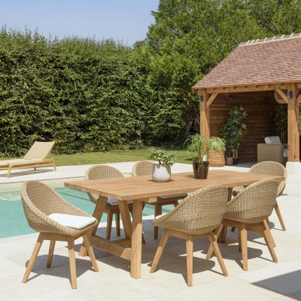 KALLY Set no. 23 Recycled Teak and Synthetic Rattan Garden Furniture Set for 6 People